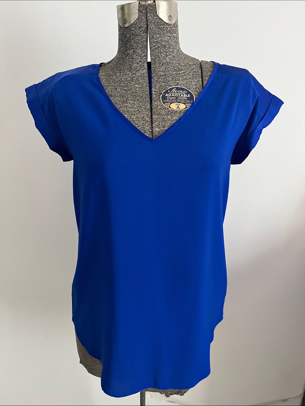 Express Royal Blue V-Neck Short Sleeve Blouse